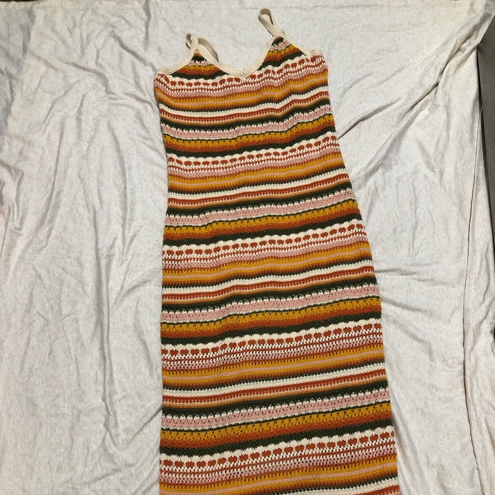 NWT Altar’d State Crochet Stripe Dress Cottagecore Festival Bohemian Sleeveless - Picture 2 of 8